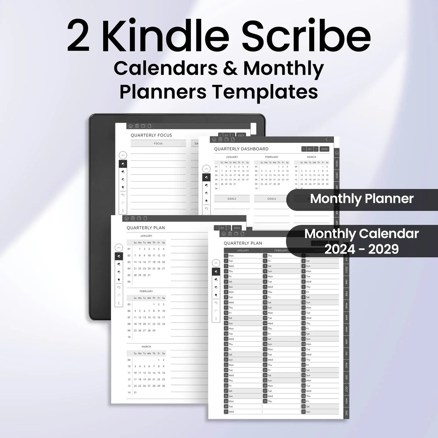 2 Kindle Scribe Calendars and Monthly Planner Template Bundle CreativeRino