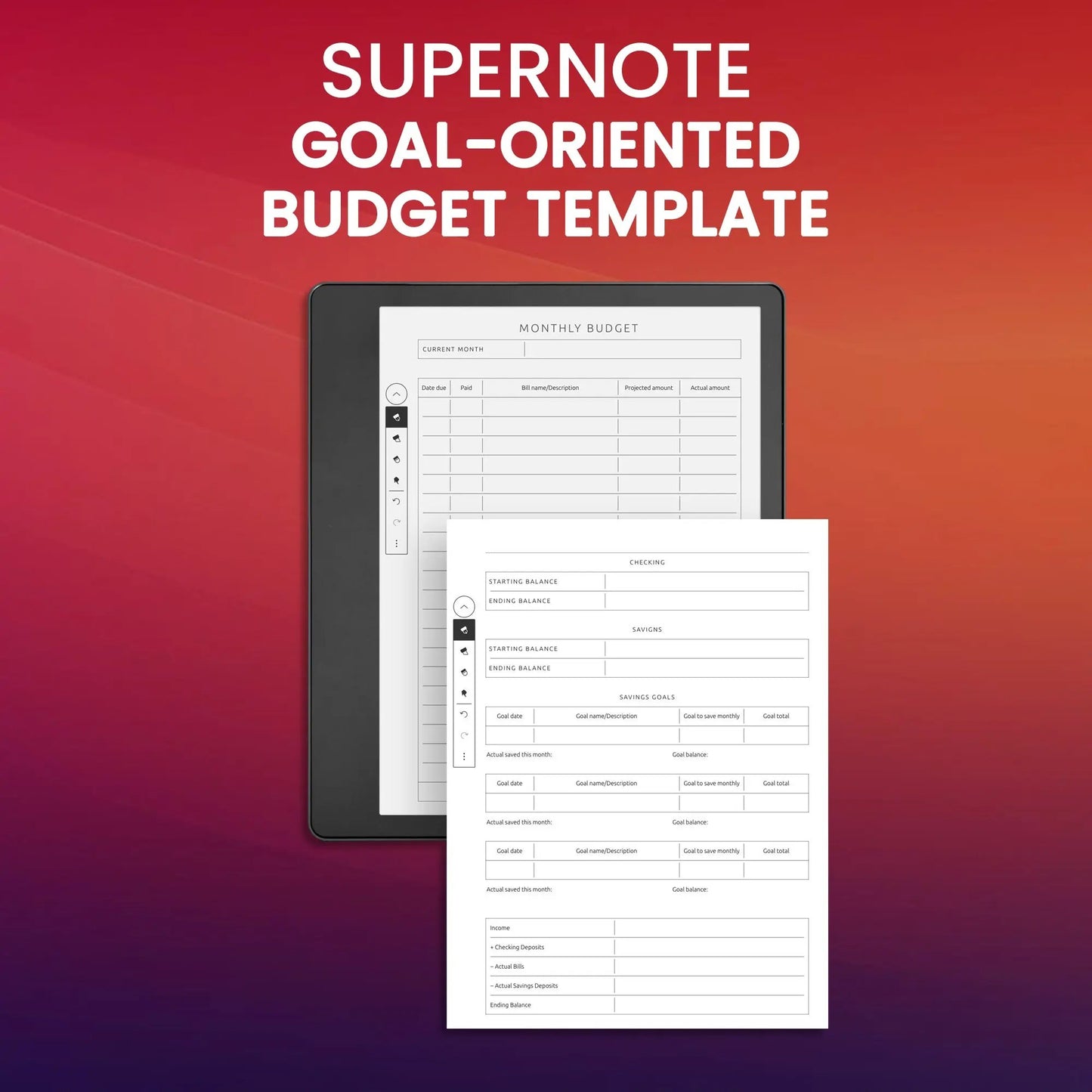 Supernote Goal-Oriented Budget Template Planner Template CreativeRino