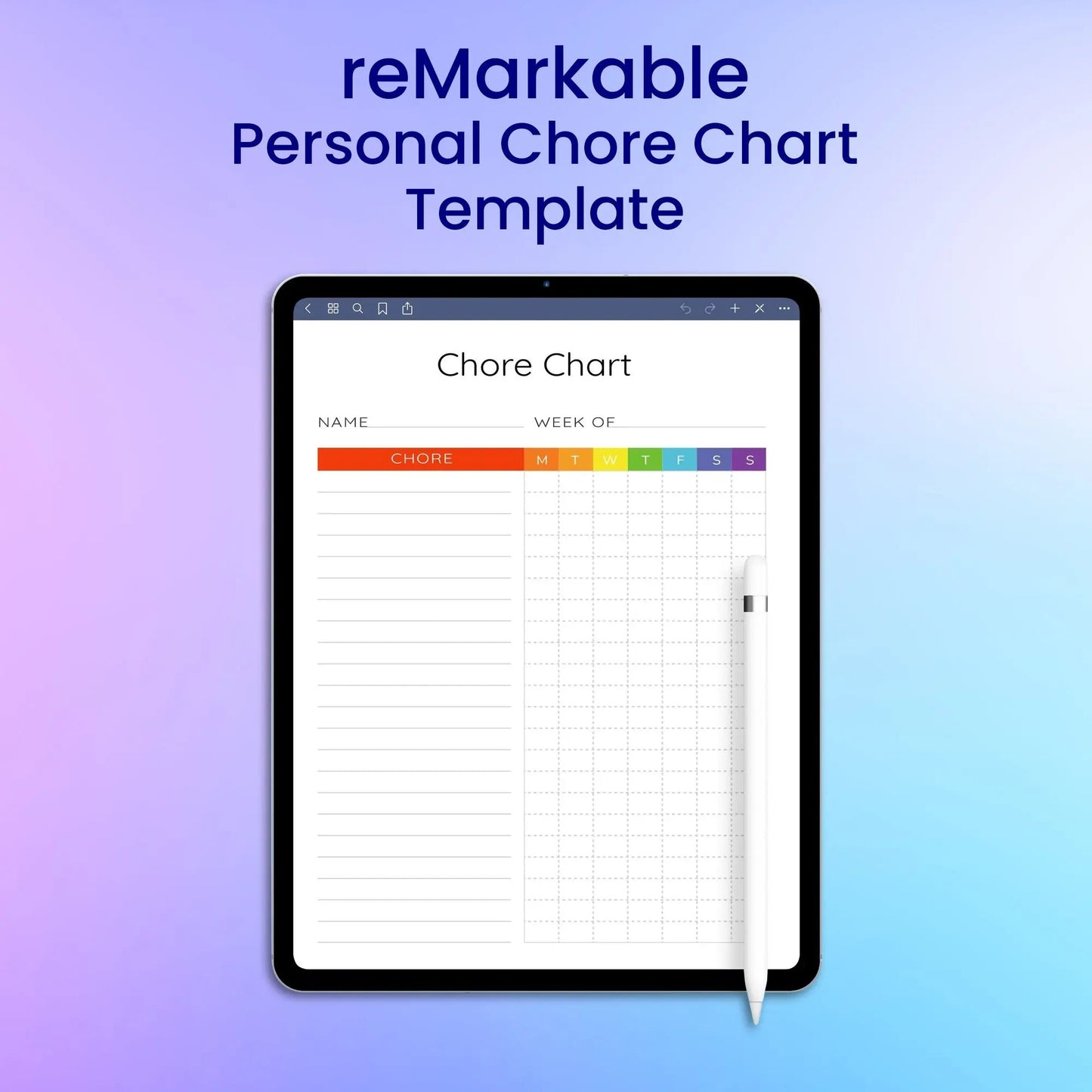 reMarkable 2 Personal Chore Chart Template Planner Template My Store