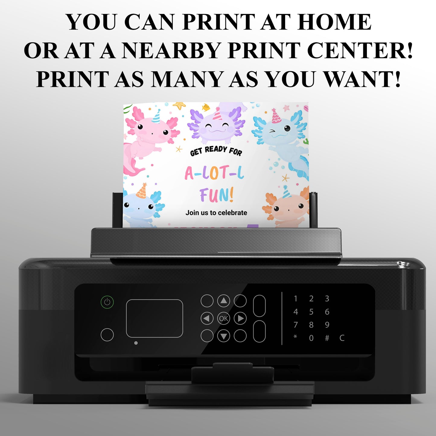 Axolotl Birthday Invitation Template - CreativeRino
