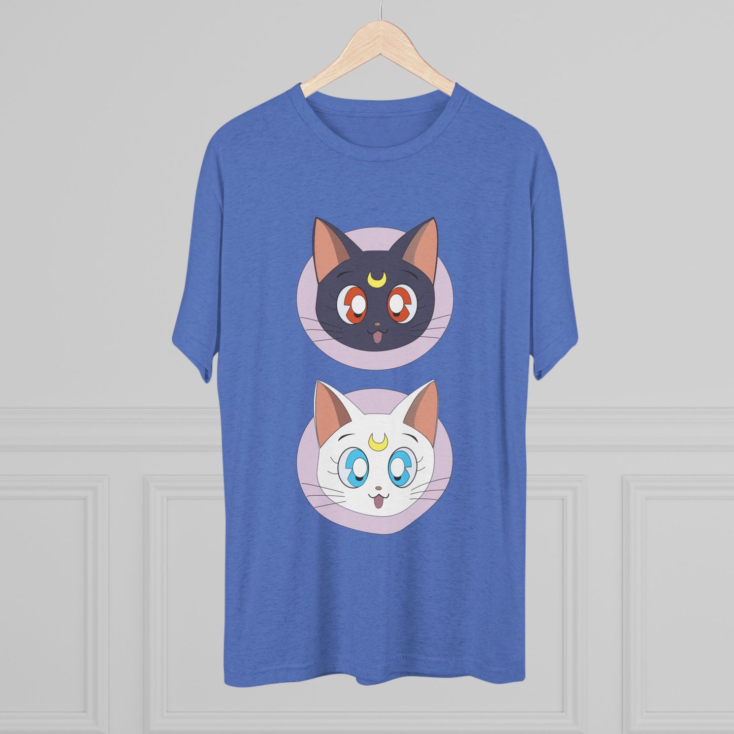 Cute Cat Faces Unisex Tri-Blend Tee Sailor Moon Crew T-shirt - CreativeRino