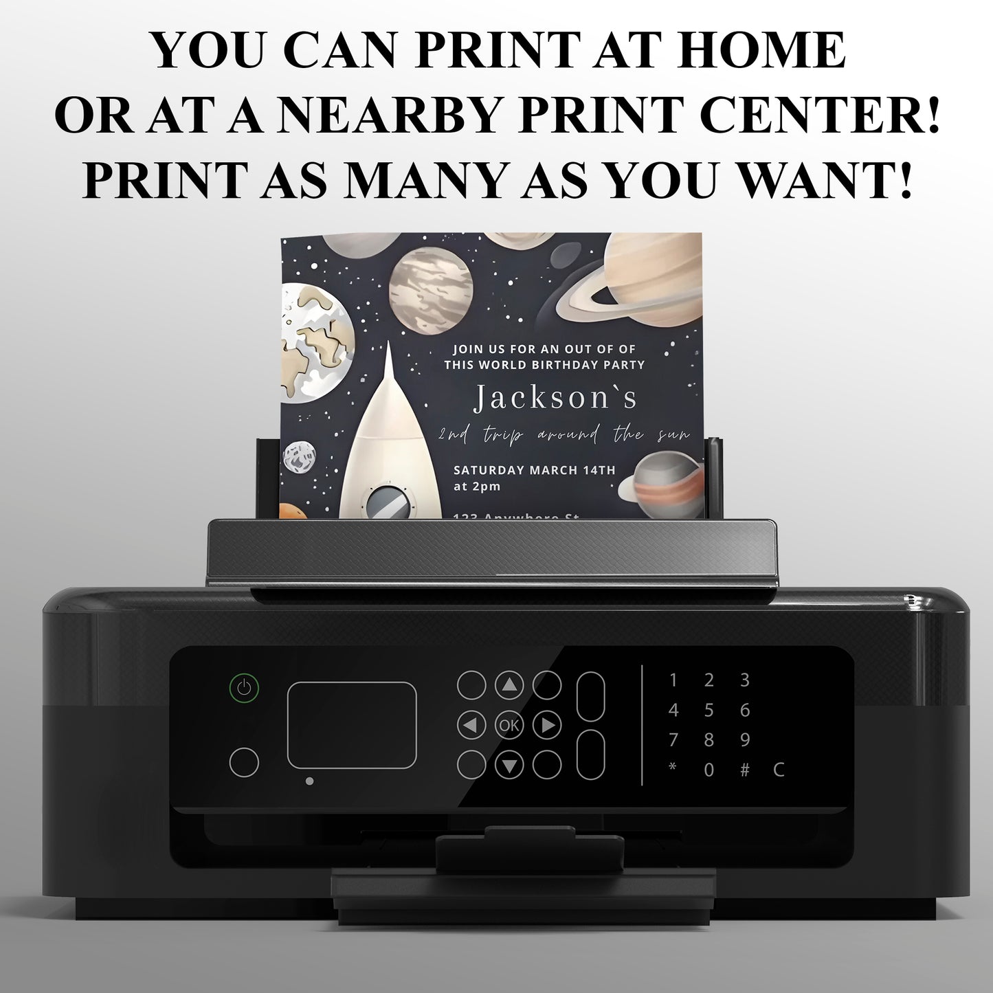 Astronaut Outer Space Birthday Invitation Template - CreativeRino