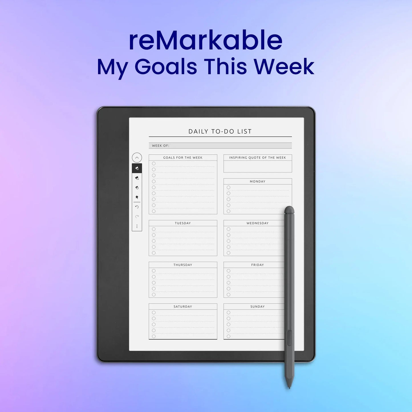 reMarkable 2 My Goals This Week Planner Template My Store