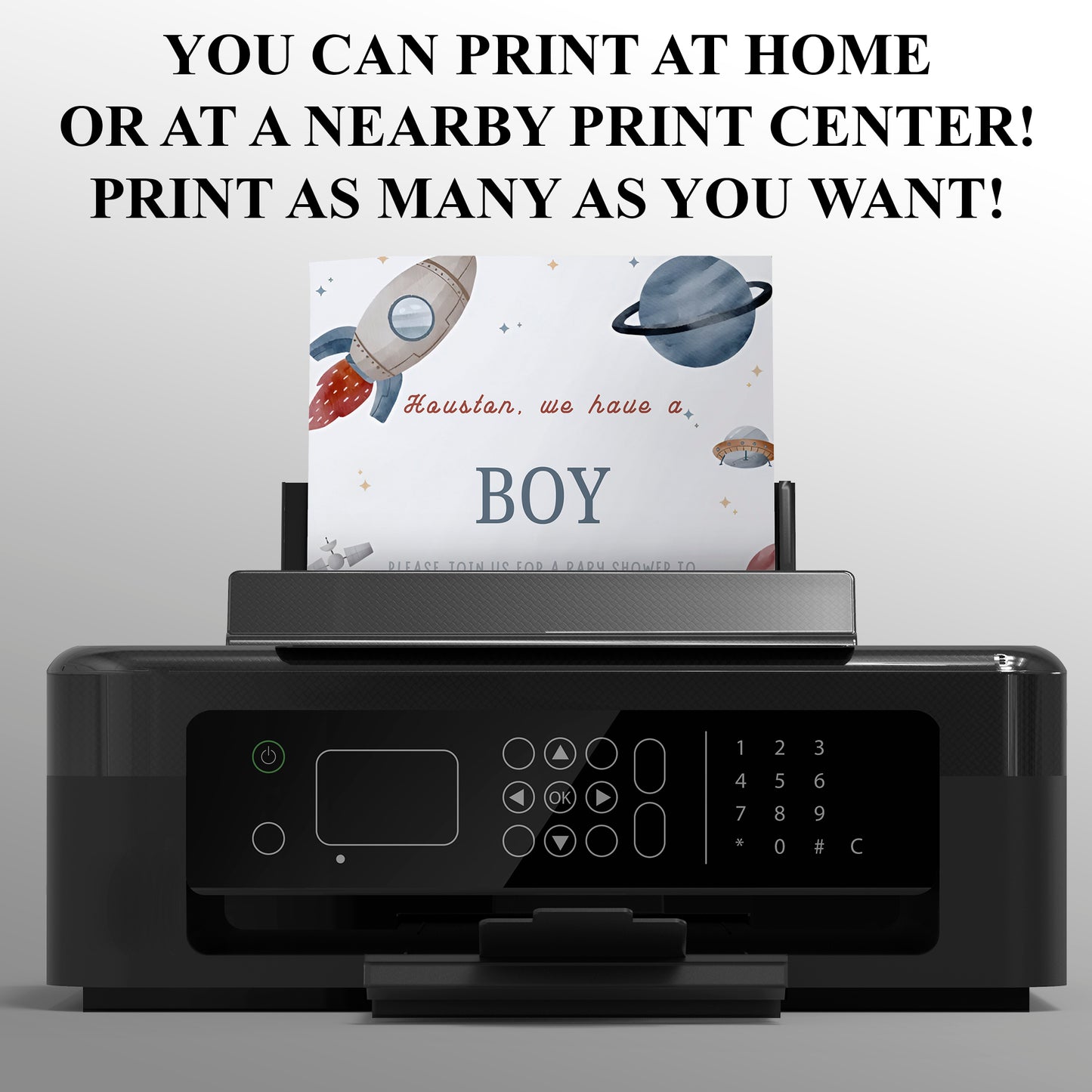 Astronaut Baby Shower Invitation Template - CreativeRino