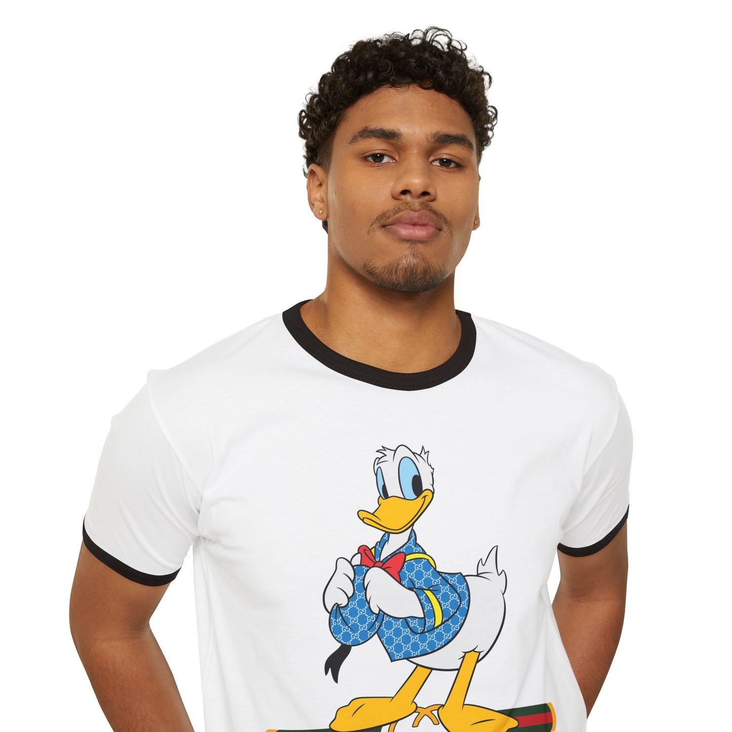 Donald Duck Gucci Unisex Cotton Ringer T-shirt - Fun & Trendy Casual Wear - CreativeRino