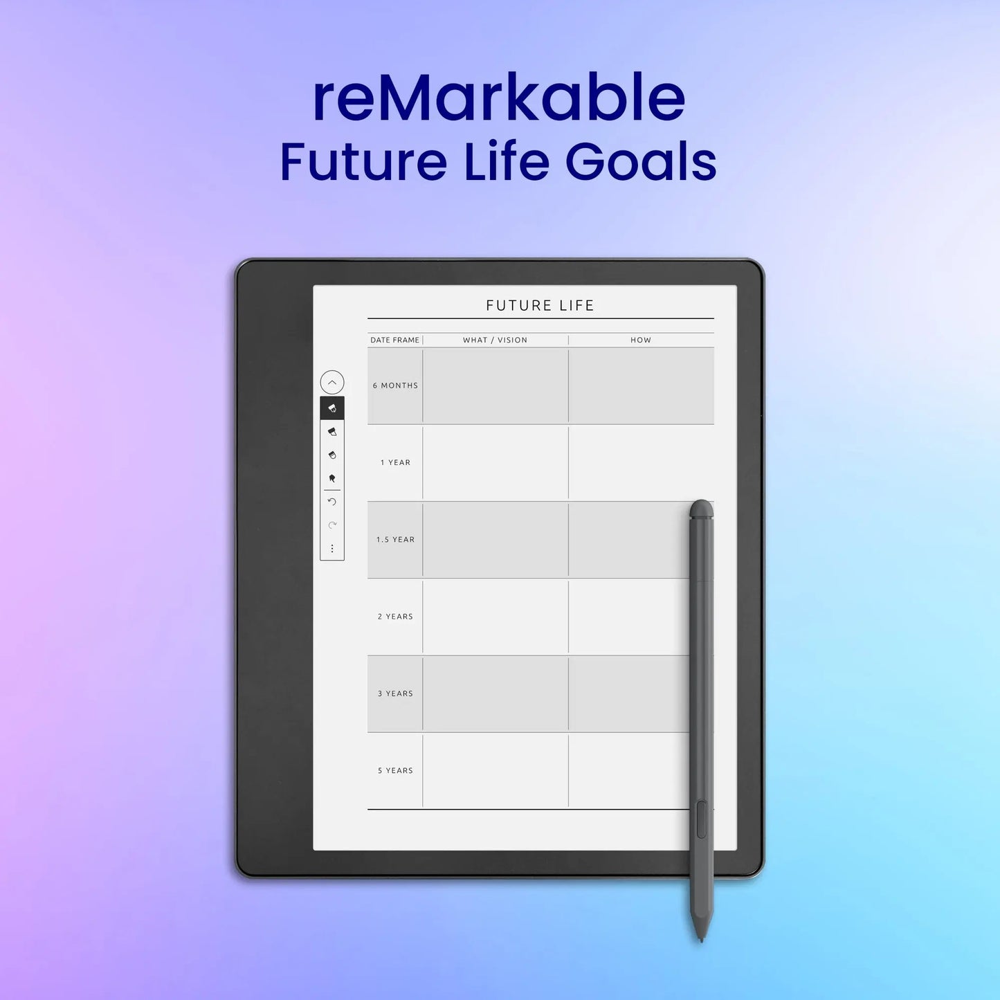 reMarkable 2 Future Life Goals Planner Template My Store