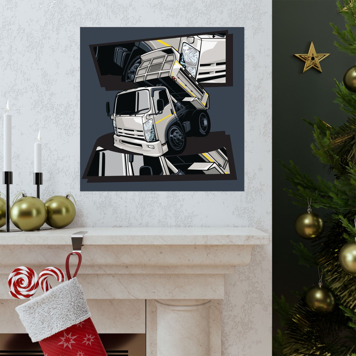 Industrial Truck Square Poster – Stylish Wall Art for Truck Lovers and Construction Enthusiasts - CreativeRino