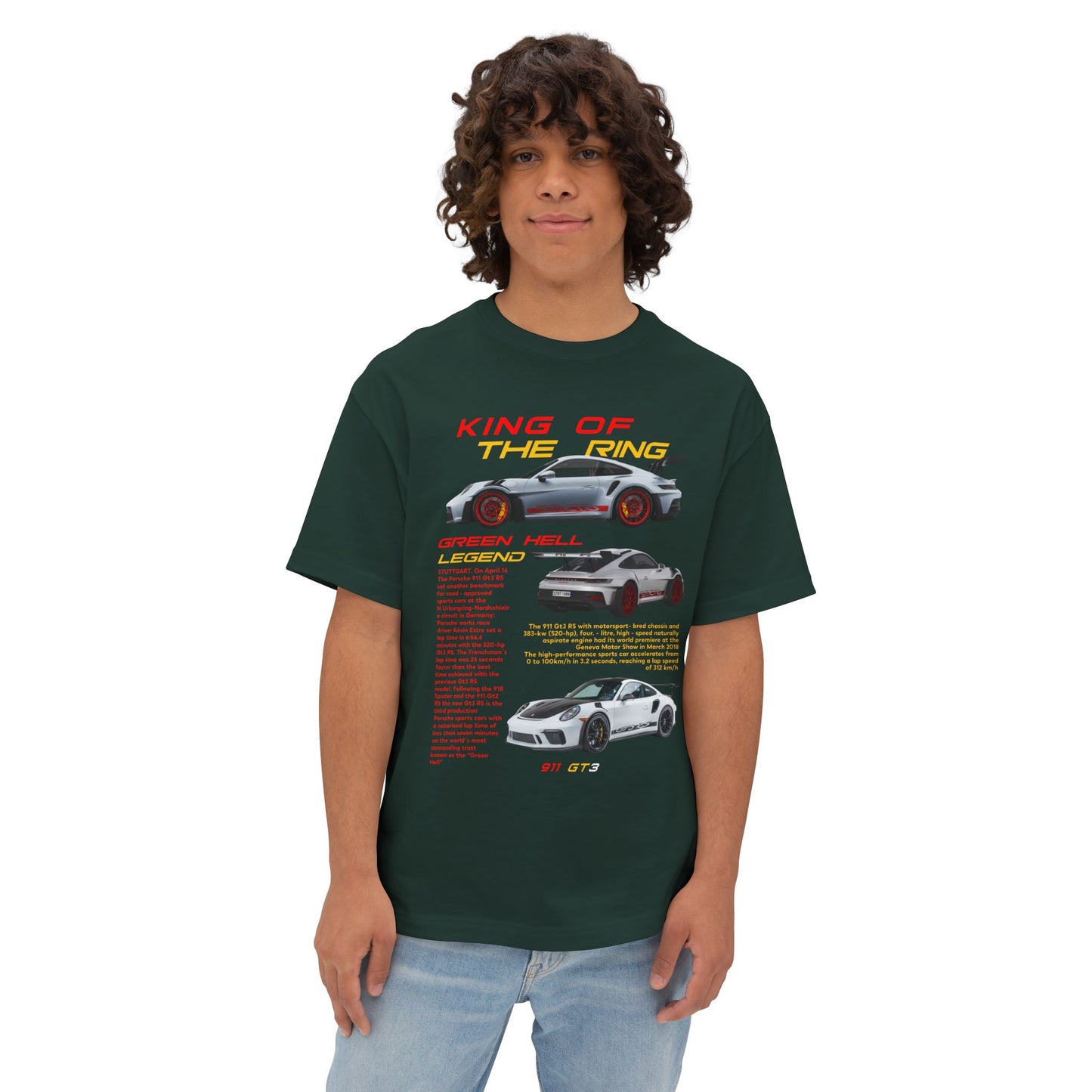 Porsche King of the Ring Graphic Tee - Unisex Oversized Boxy T-Shirt for Car Enthusiasts - CreativeRino