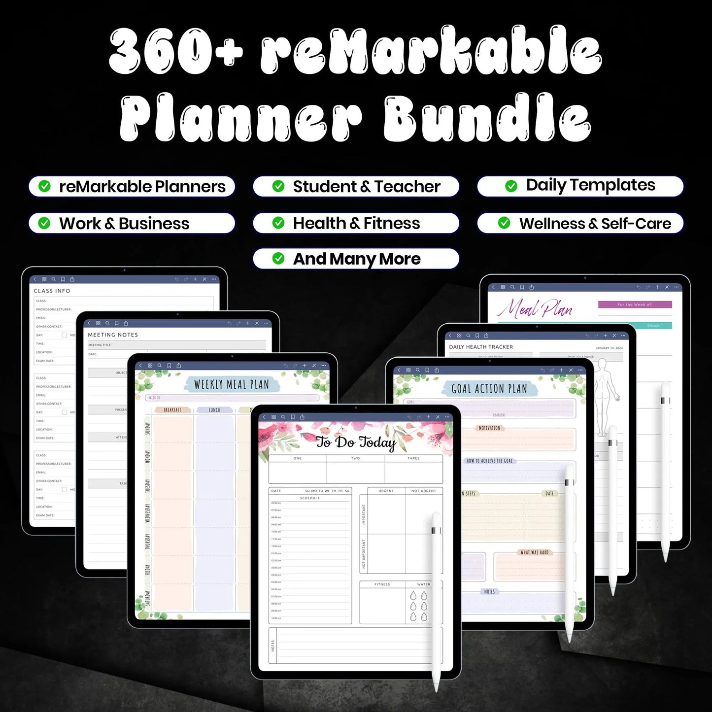 360+ reMarkable 2 Planners Template Bundle My Store