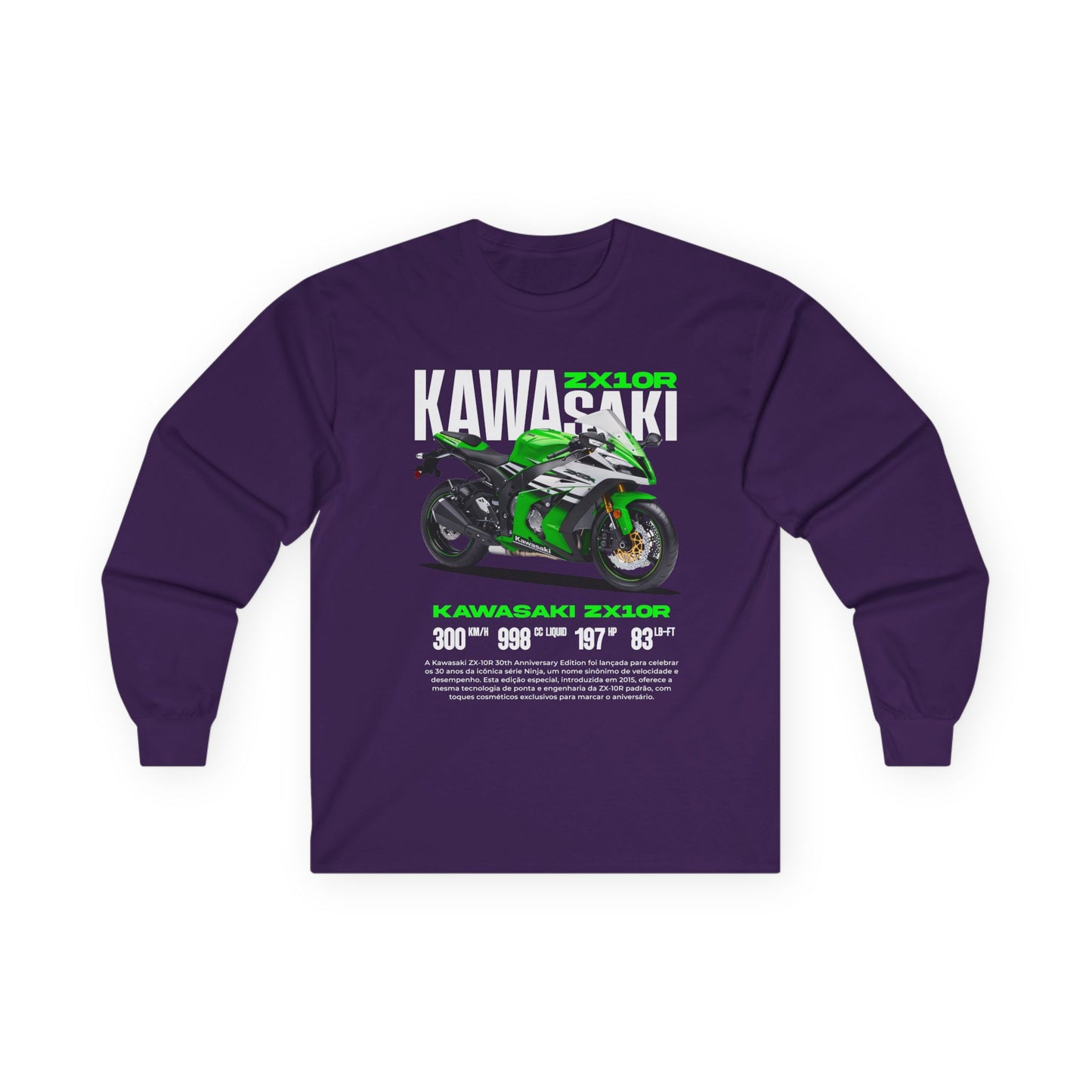 Kawasaki Ninja ZX-10R Unisex Ultra Cotton Long Sleeve Tee - Perfect T-shirt Gift for Motorcycle Enthusiasts - CreativeRino