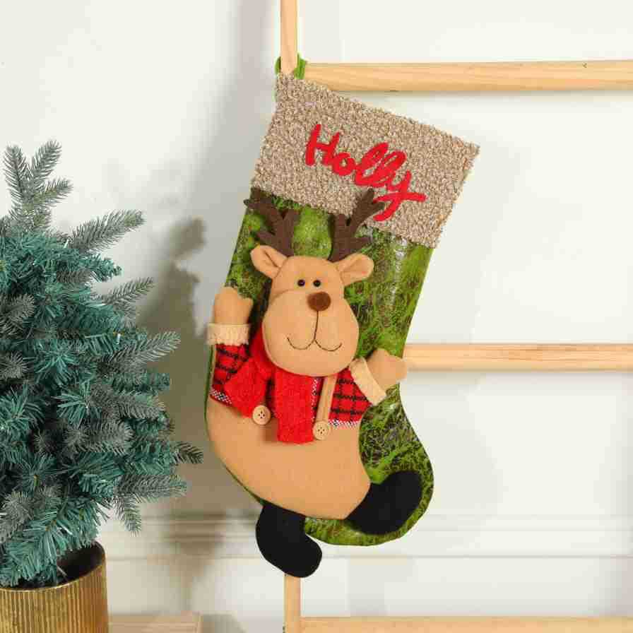 Christmas Character Socks Gift Bag | Santa, Elk & Snowman Decorative Hanging Pendant (Candy & Small Gift Holder) eprolo