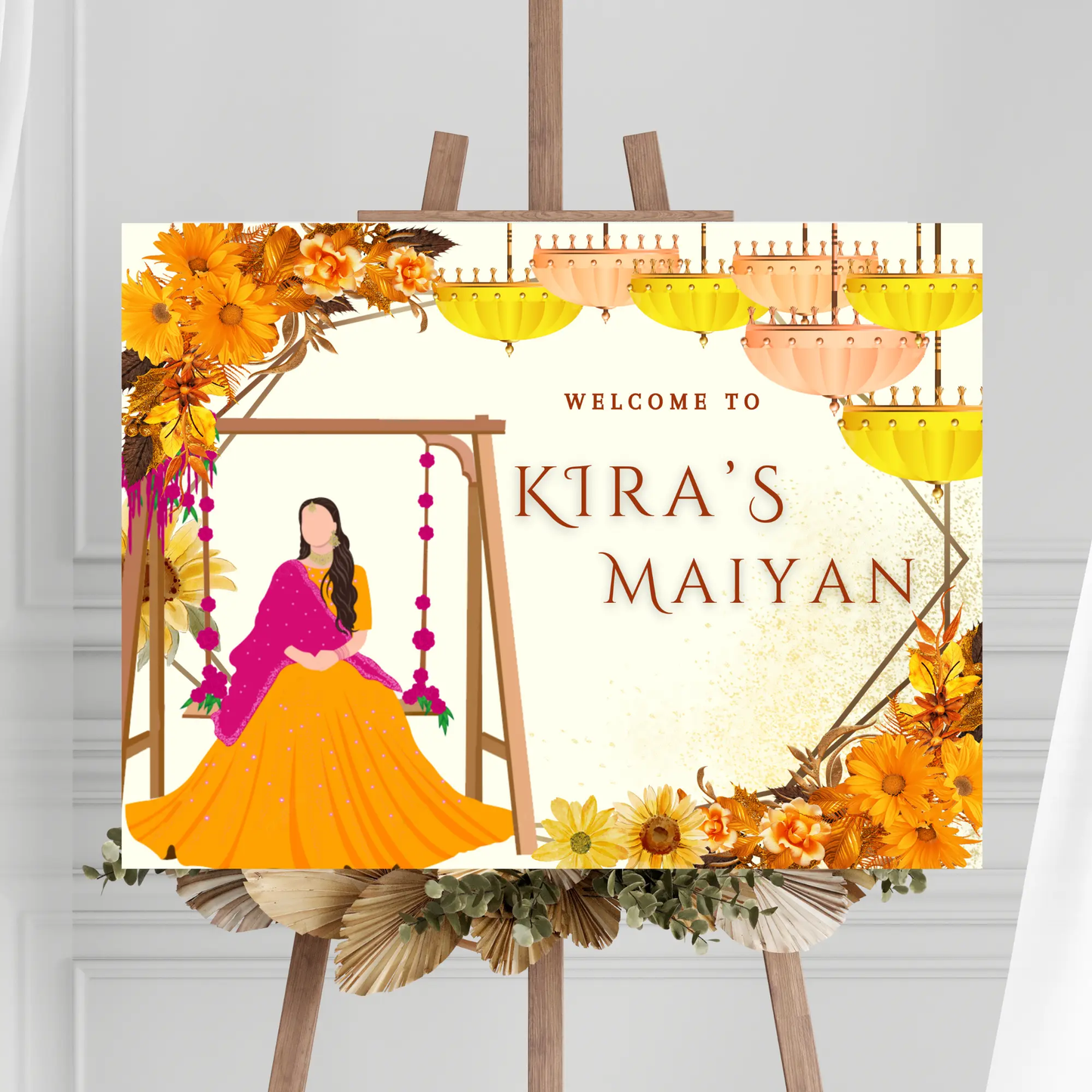 Maiyan Pithi Haldi Sign Template | Indian Wedding Welcome Sign - CreativeRino