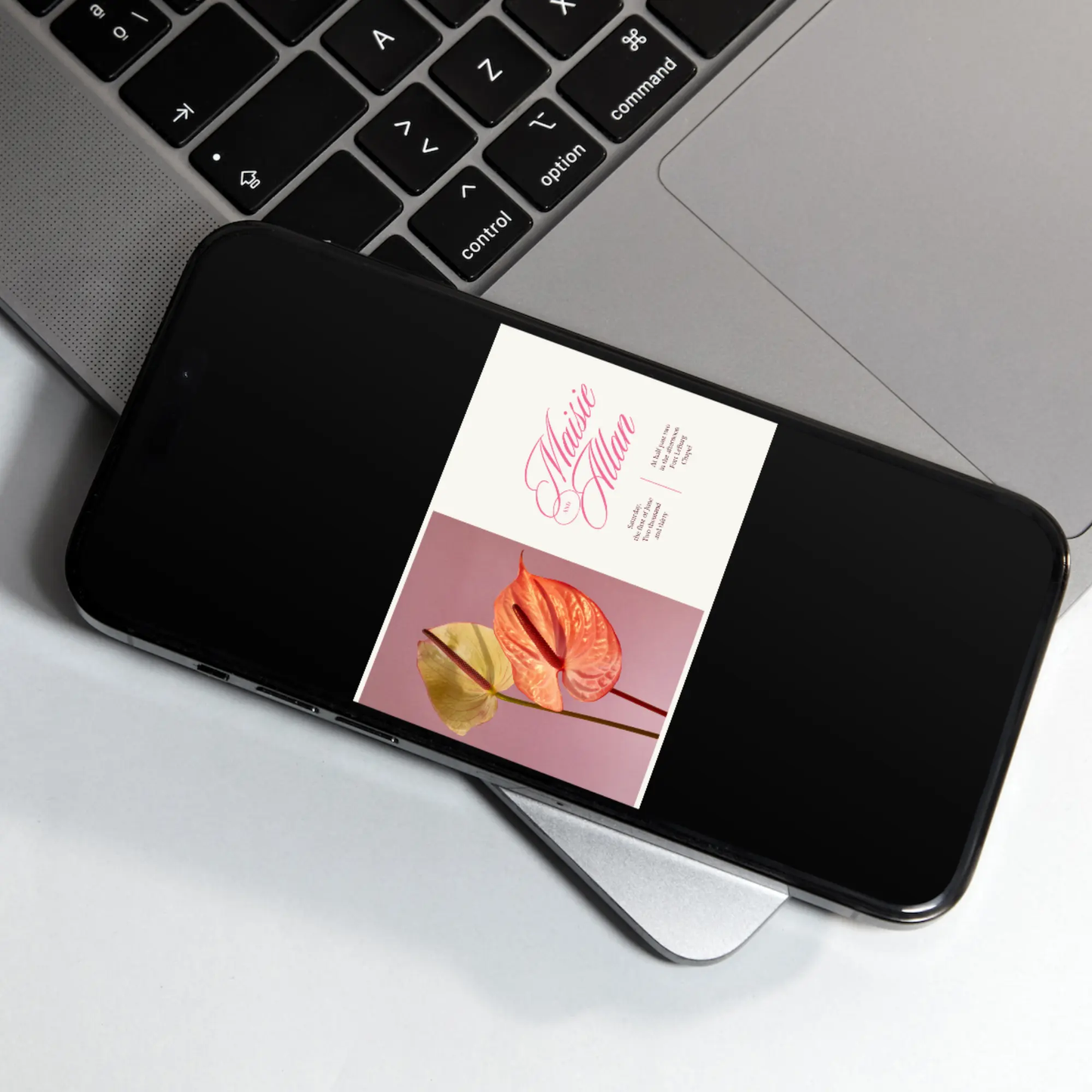 Anthurium Wedding Invitation Template - CreativeRino