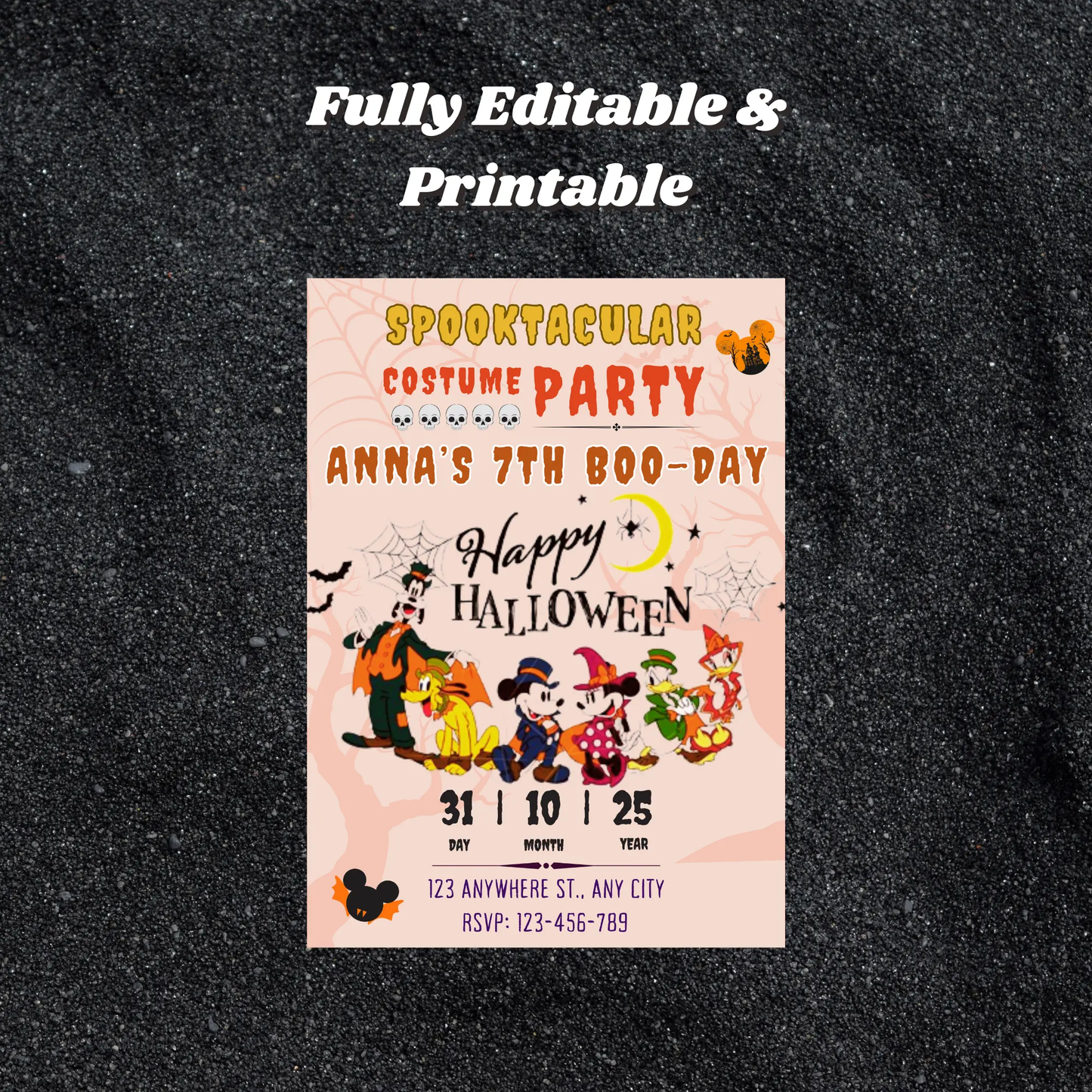 Mickey Mouse Costume Birthday Party Invitation Template - CreativeRino