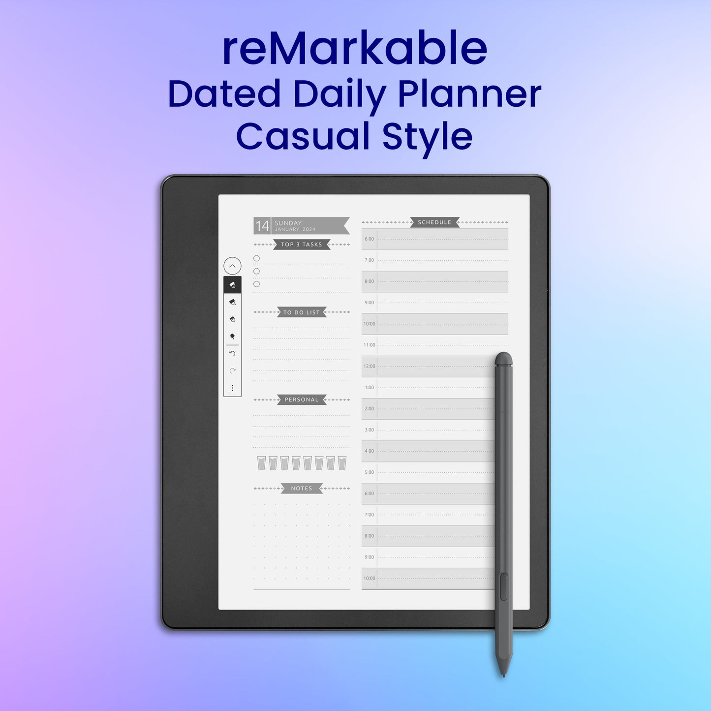 reMarkable 2 Dated Daily Planner - Casual Style Planner Template My Store