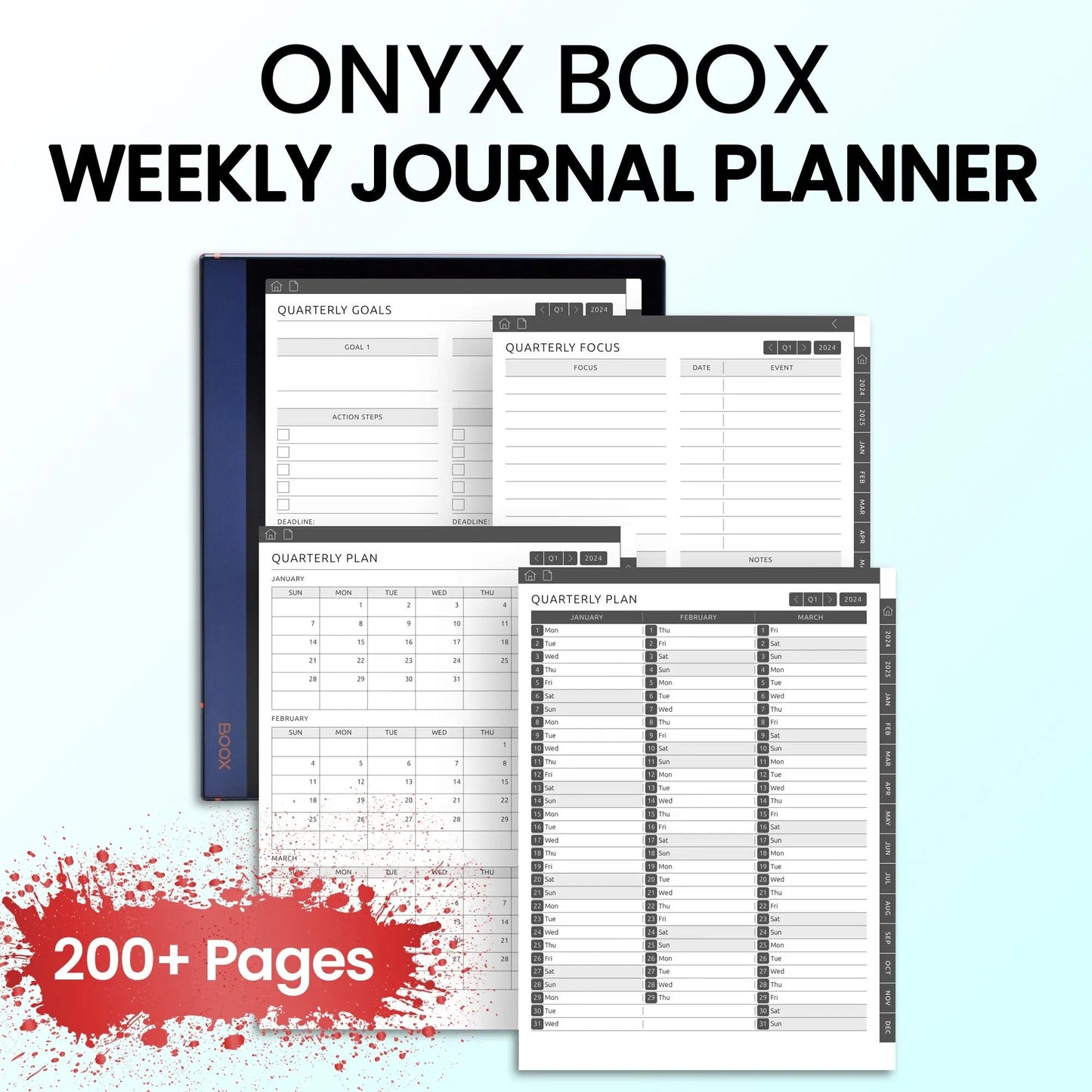 Onyx Boox Weekly Journal Planners Template CreativeRino