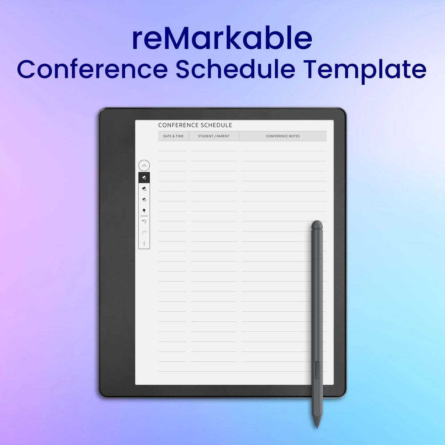 reMarkable 2 Conference Schedule Template Planner Template My Store