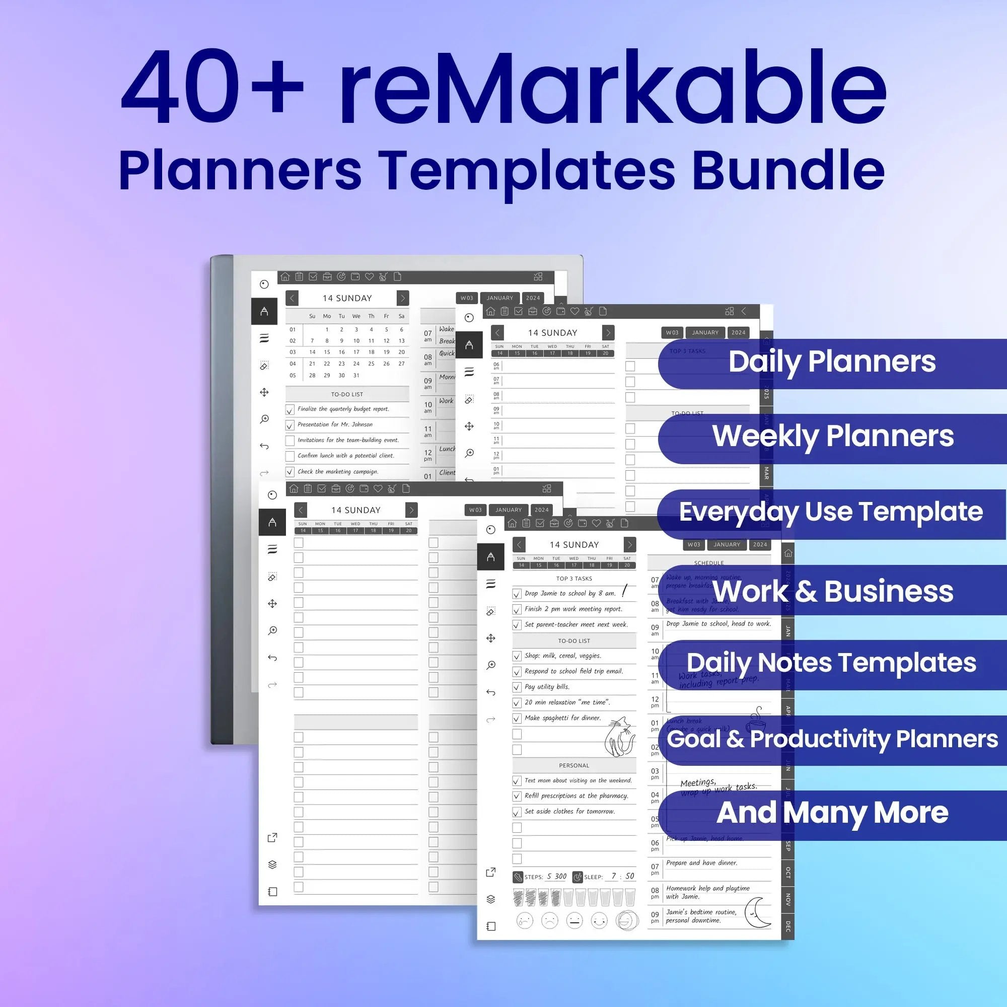 40+ reMarkable 2 Planners Template Bundle CreativeRino