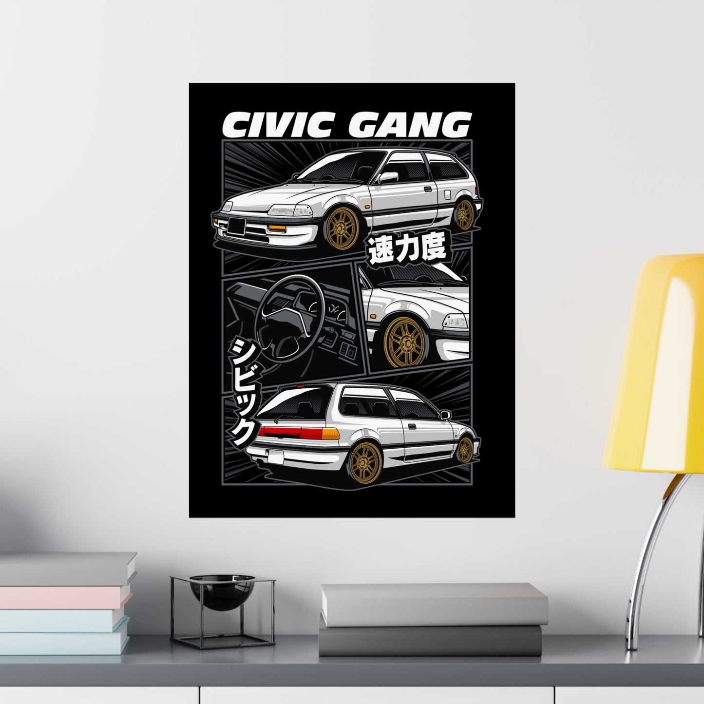 Civic Gang Matte Vertical Poster - Car Enthusiast Wall Art - CreativeRino