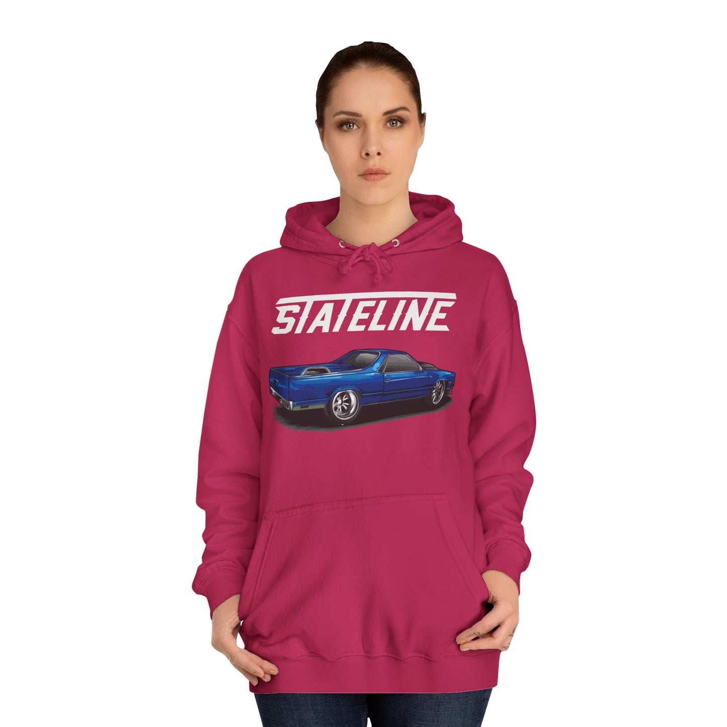 Stateline Unisex College Hoodie - Retro Car Print - Perfect T-shirt for Car Enthusiasts - CreativeRino