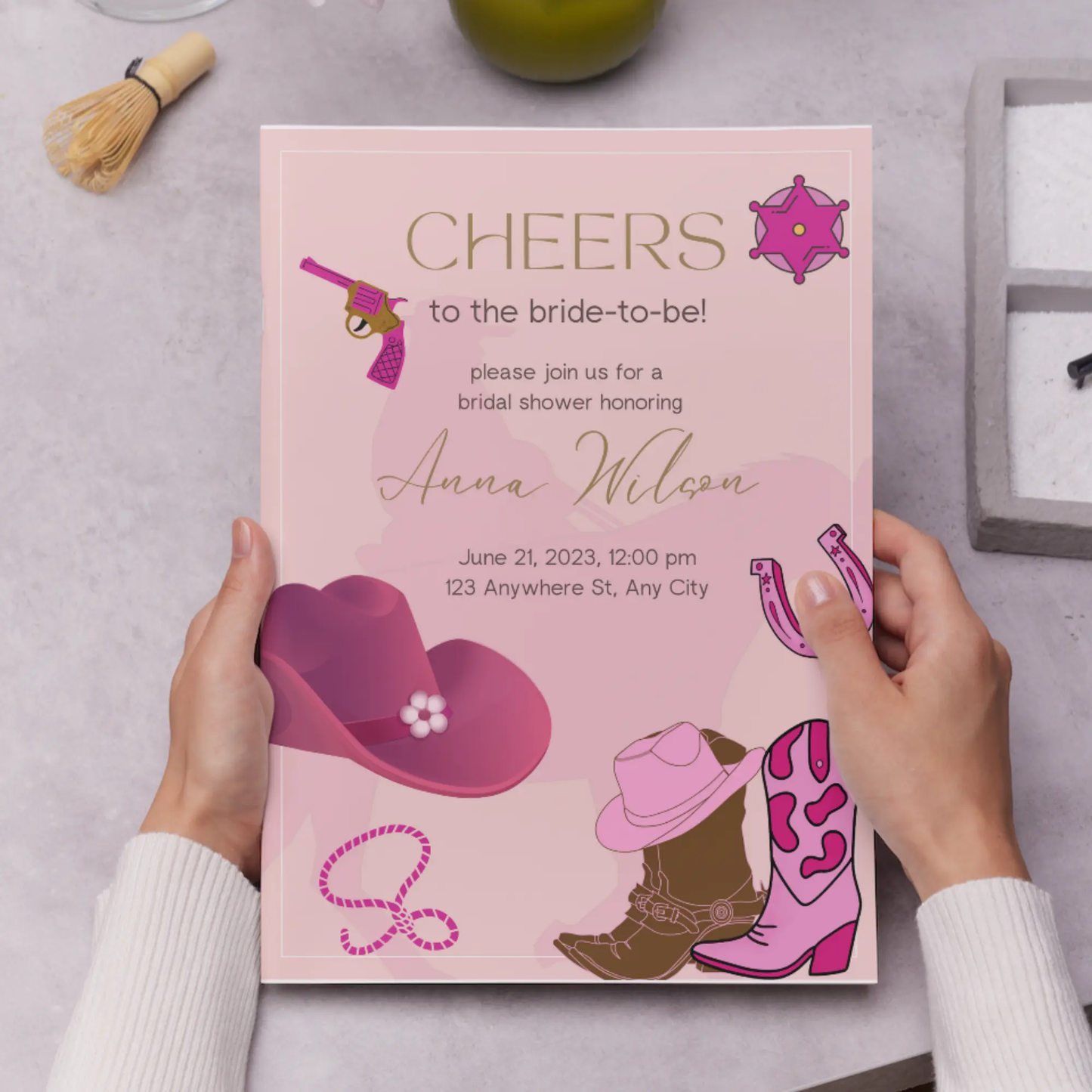 Rodeo Cowgirl Bridal Shower Invitation Template - CreativeRino