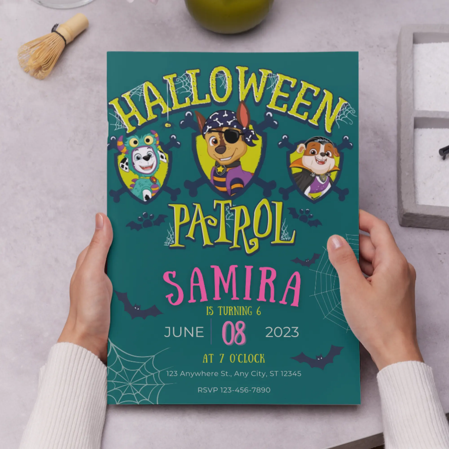 Paw Patrol Halloween Birthday Invitation Template - CreativeRino