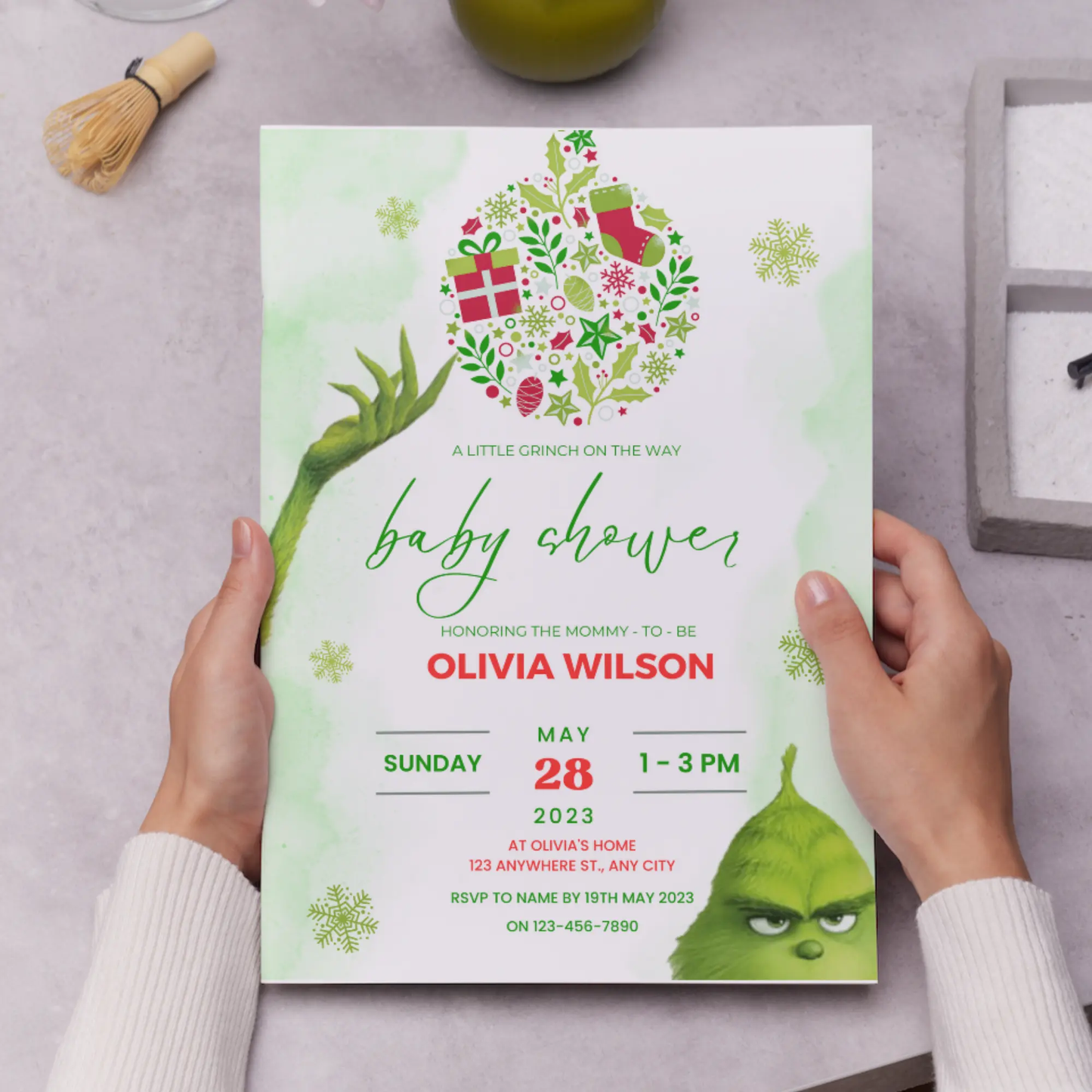 Grinch Baby Shower Invite Template | Grinchmas Whoville Baby Shower Invitation - CreativeRino