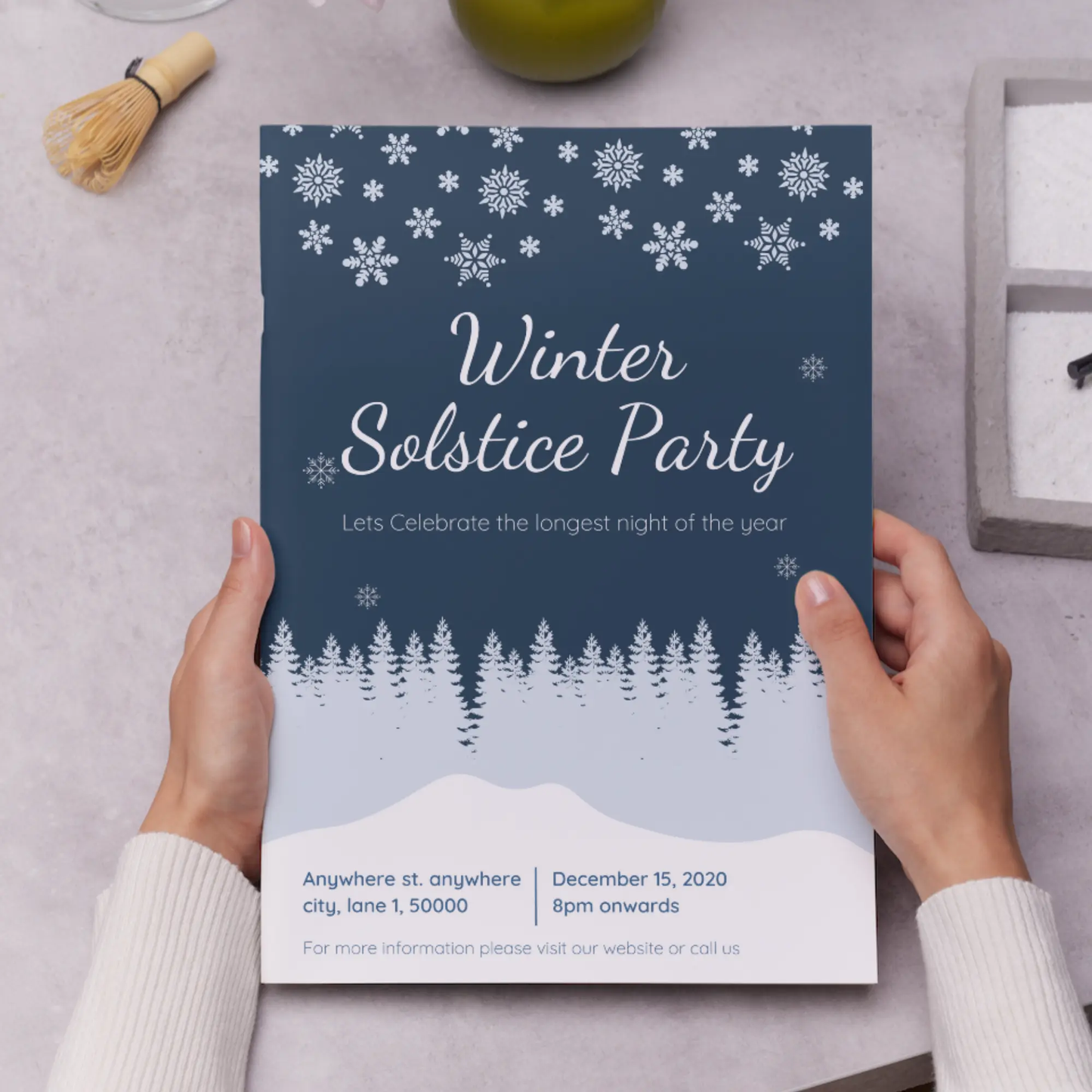 Winter Solstice Party Invitation Template - CreativeRino