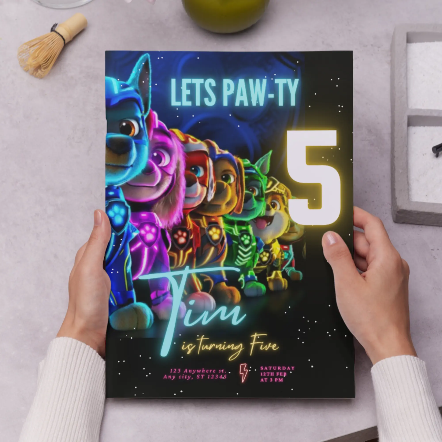 Paw Patrol Mighty Pups Birthday Invitation Template - CreativeRino