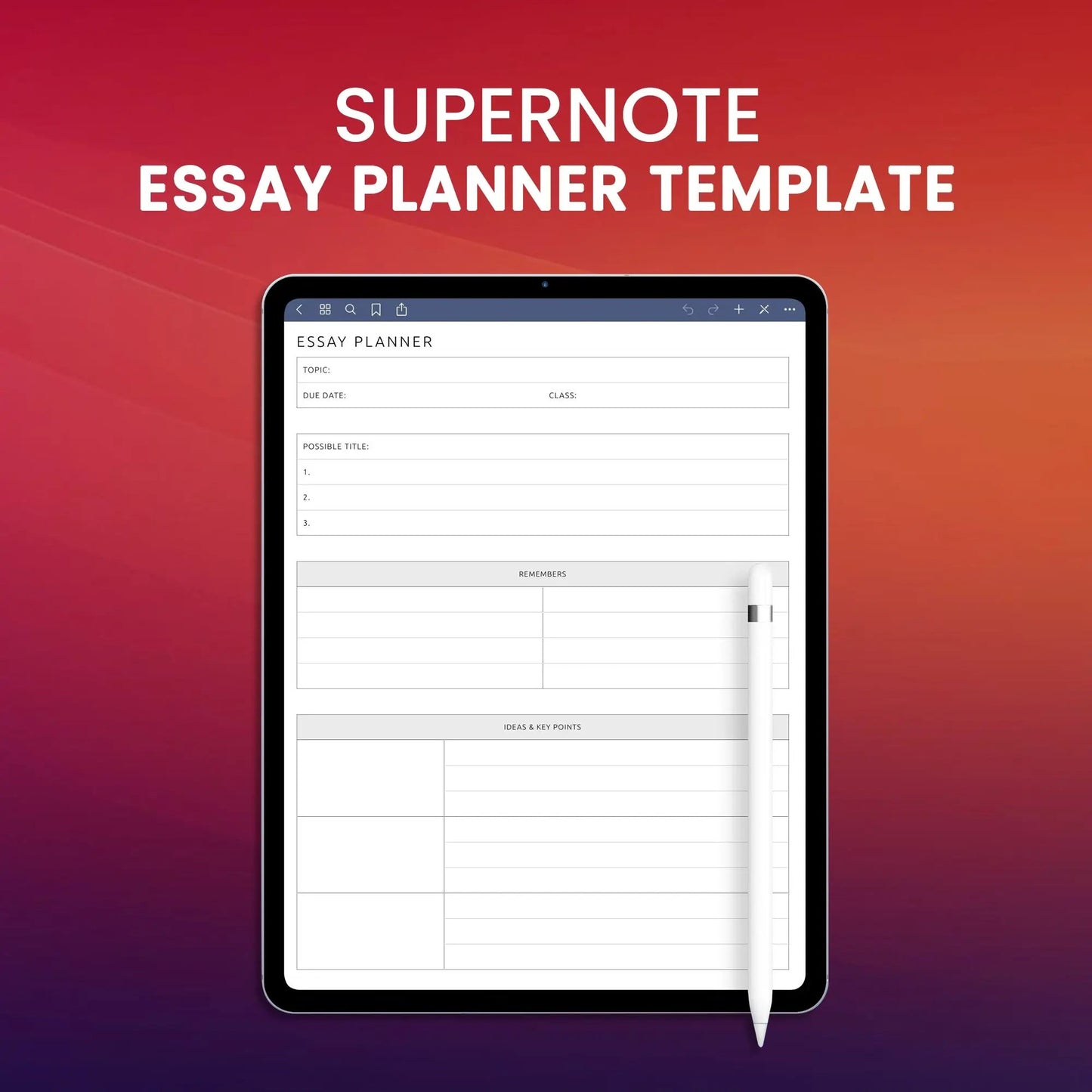 Supernote Essay Planner Template Planner Template CreativeRino