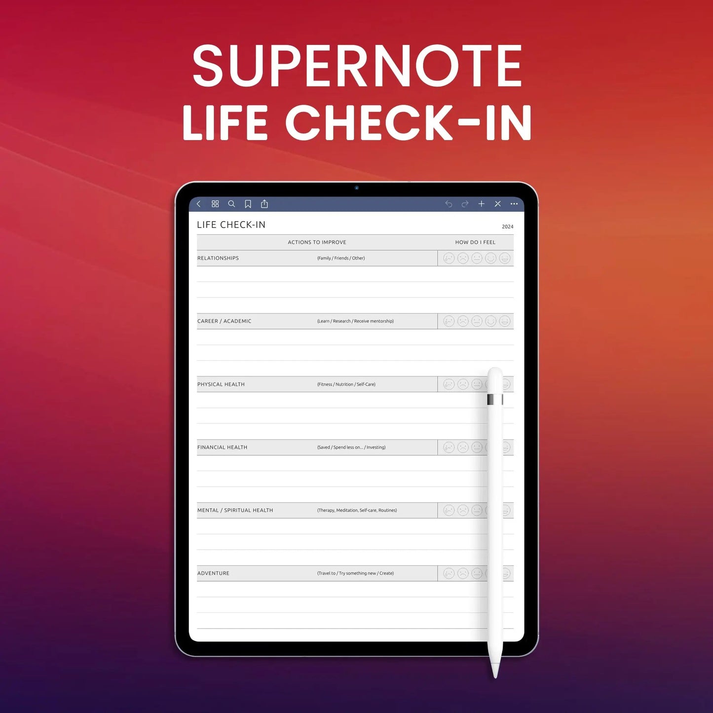 Supernote Life Check-In Planner Template CreativeRino
