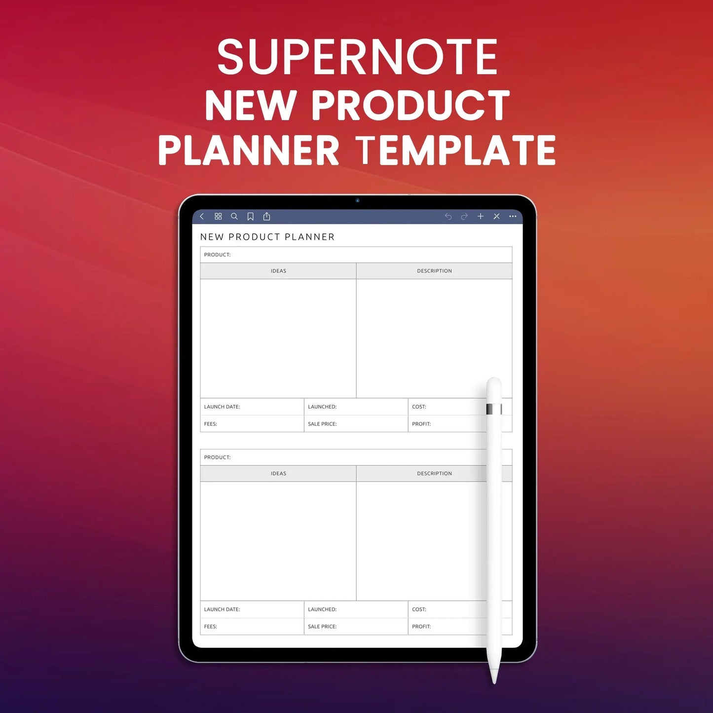 Supernote New Product Planner Template CreativeRino