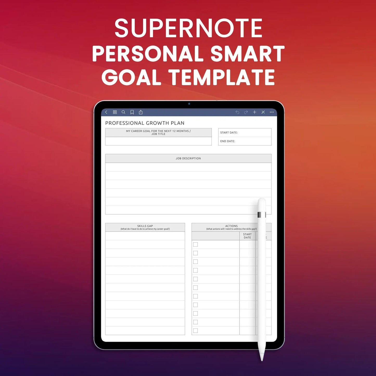 Supernote Professional Growth Plan Planner Template CreativeRino