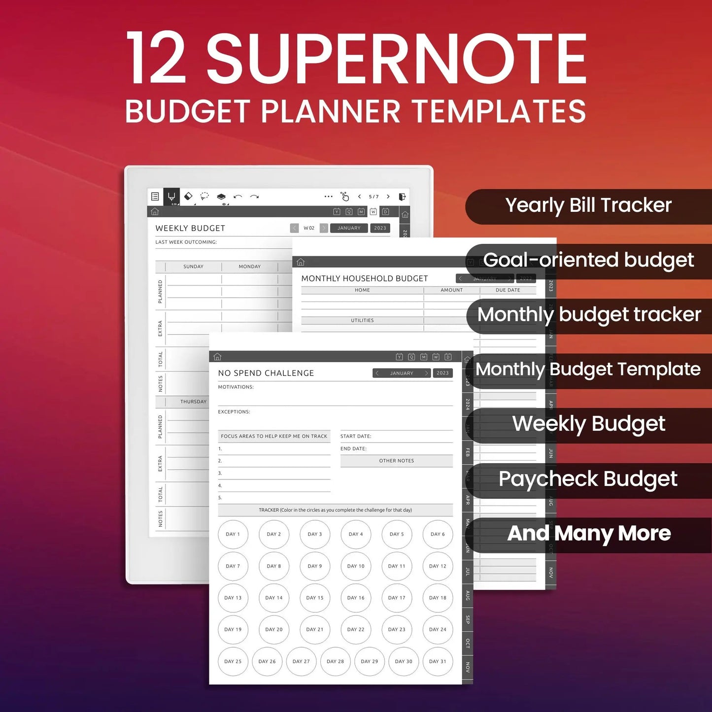 12 Supernote Budget Planner Template Bundle CreativeRino
