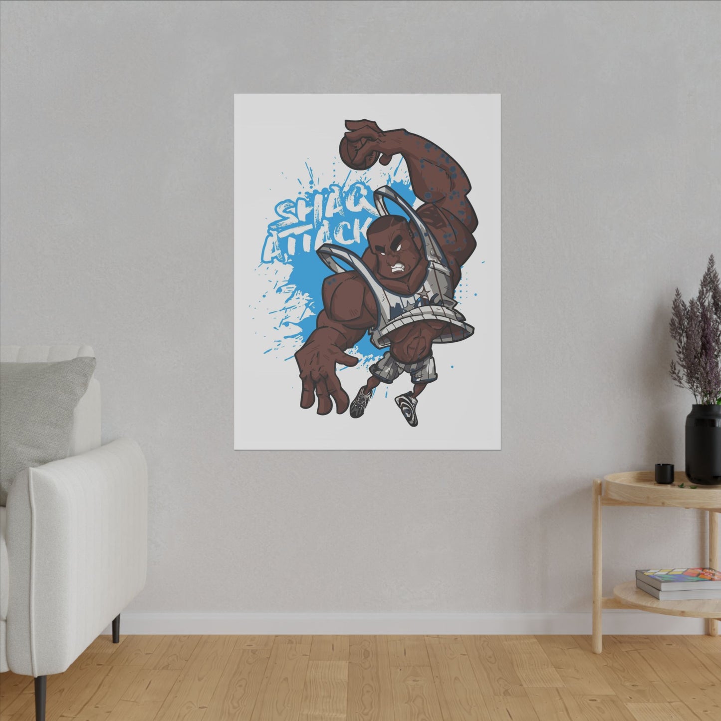Shaq Attack Canvas Art - Stretched Wall Decor for Basketball Fans - CreativeRino