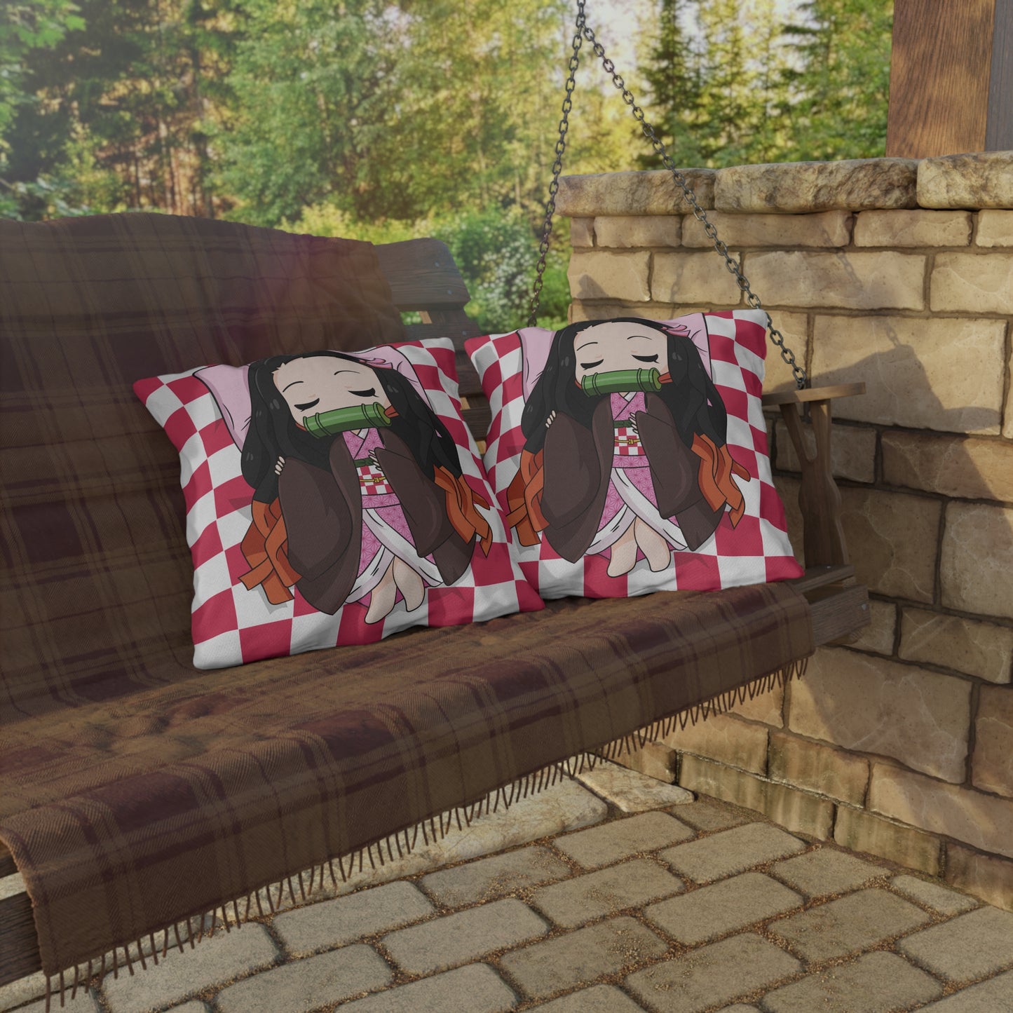 Demon Slayer Anime Outdoor Pillow - Relaxing Chibi Character Cushion for Home & Garden Decor - CreativeRino