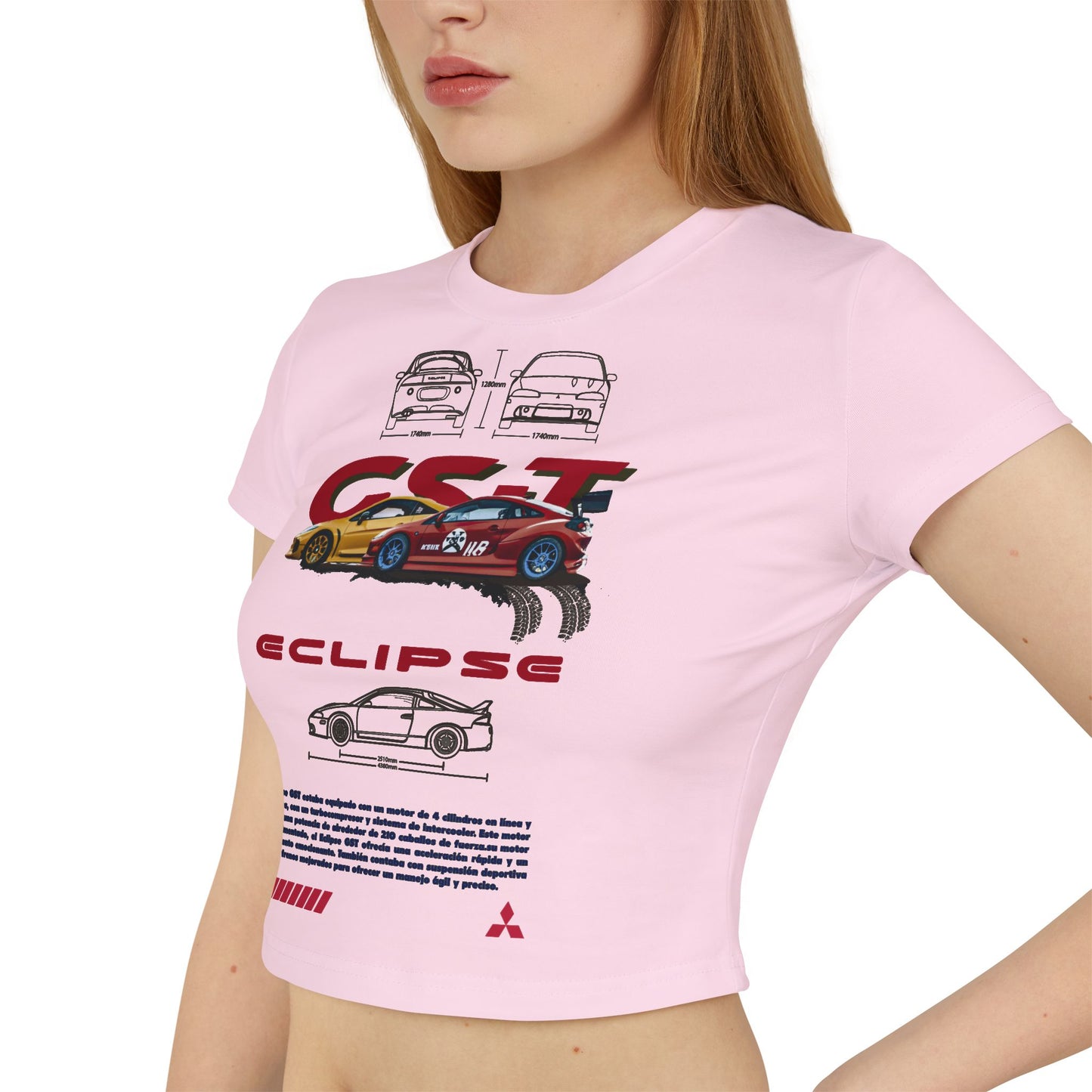 Mitsubishi Eclipse GST Women's Car Enthusiast Baby Tee - Car T-shirt Design - CreativeRino