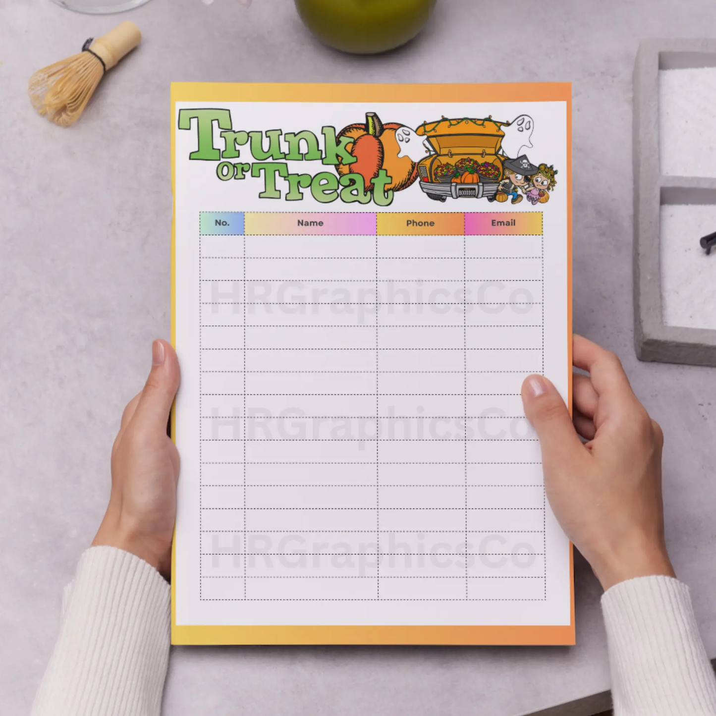 Trunk or Treat Halloween Sign Up Sheet Template CreativeRino