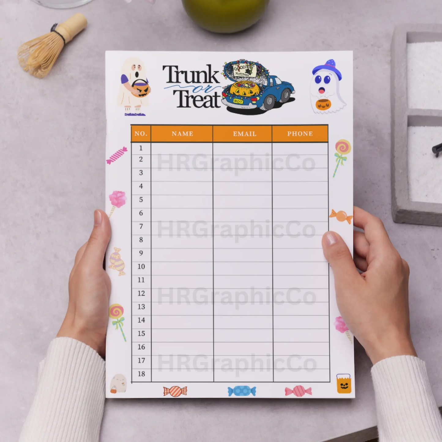 Trunk or Treat Halloween Sign Up Sheet Template CreativeRino