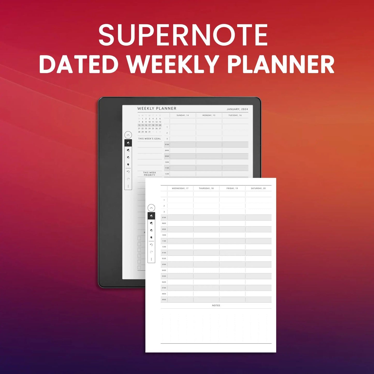 Supernote Dated Weekly Planner Template CreativeRino