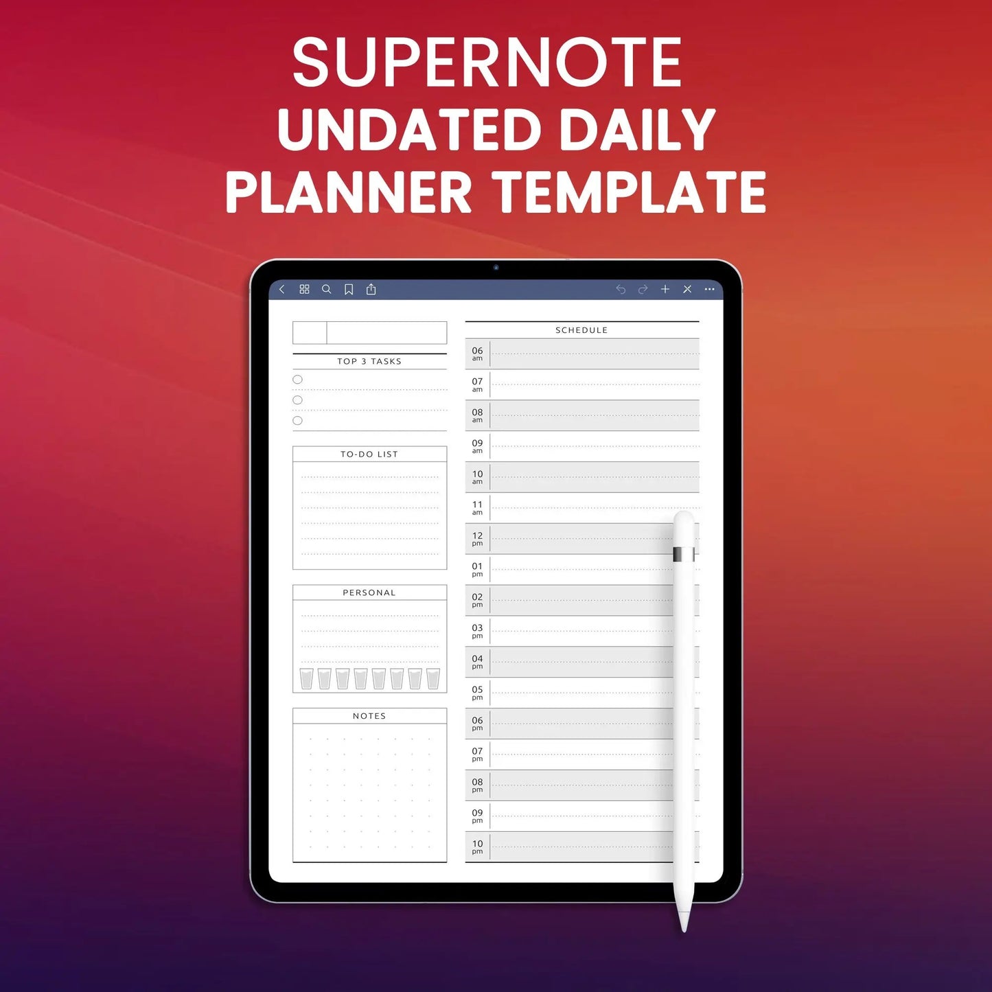 Supernote Undated Daily Planner Template CreativeRino