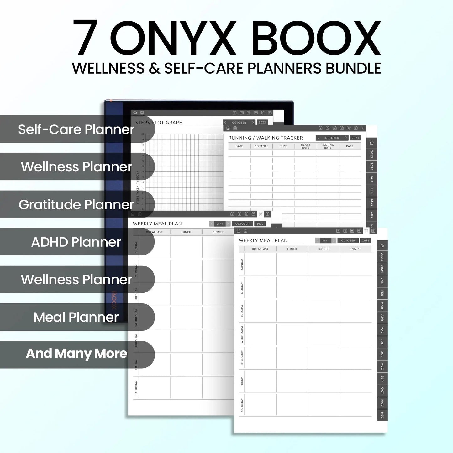 7 Onyx Boox Wellness & Self-Care Planners Template Bundle CreativeRino