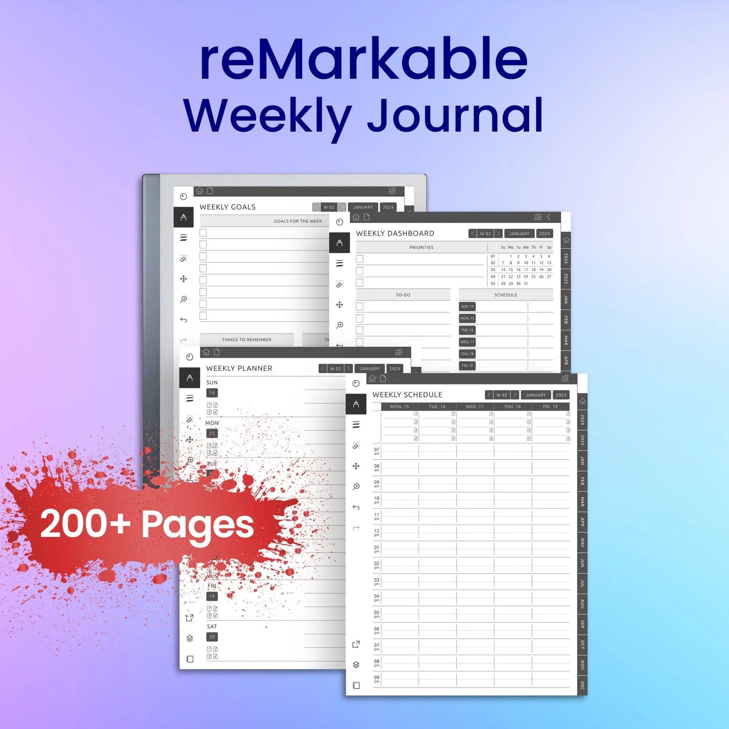 reMarkable 2 Weekly Journal Planners Template My Store