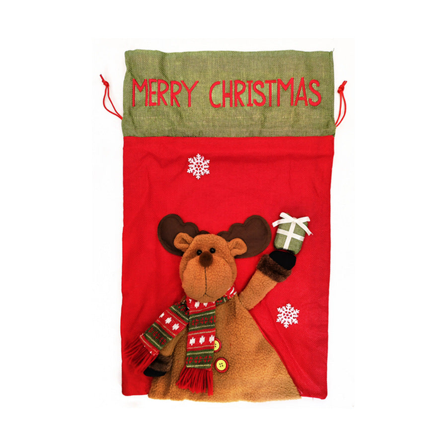 Santa Claus Drawstring Gift Bag | Children's Backpack Style Christmas Sack & Jewelry Pouch