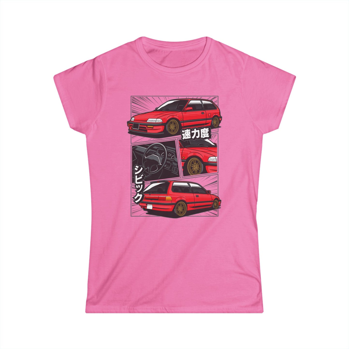 Honda Civic Nouva Women's Car Enthusiast Tee - Speed & Style Graphic T-shirt - CreativeRino