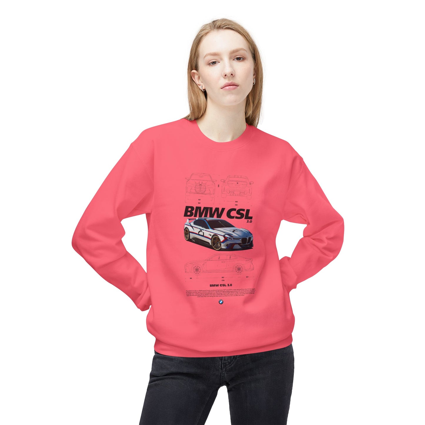 BMW CSL Fleece Crewneck Sweatshirt - Perfect for Car Enthusiasts - CreativeRino