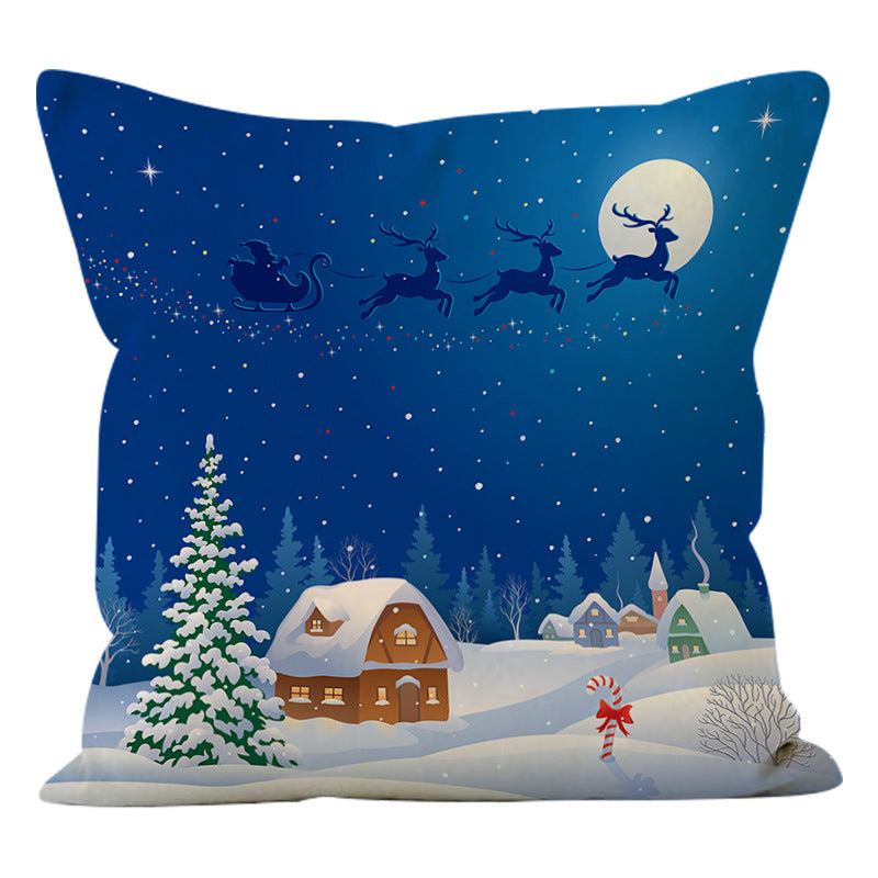 Linen Christmas Pillow Cover | Snowman & Tree Print Decorative Cushion for Sofa/Bed eprolo