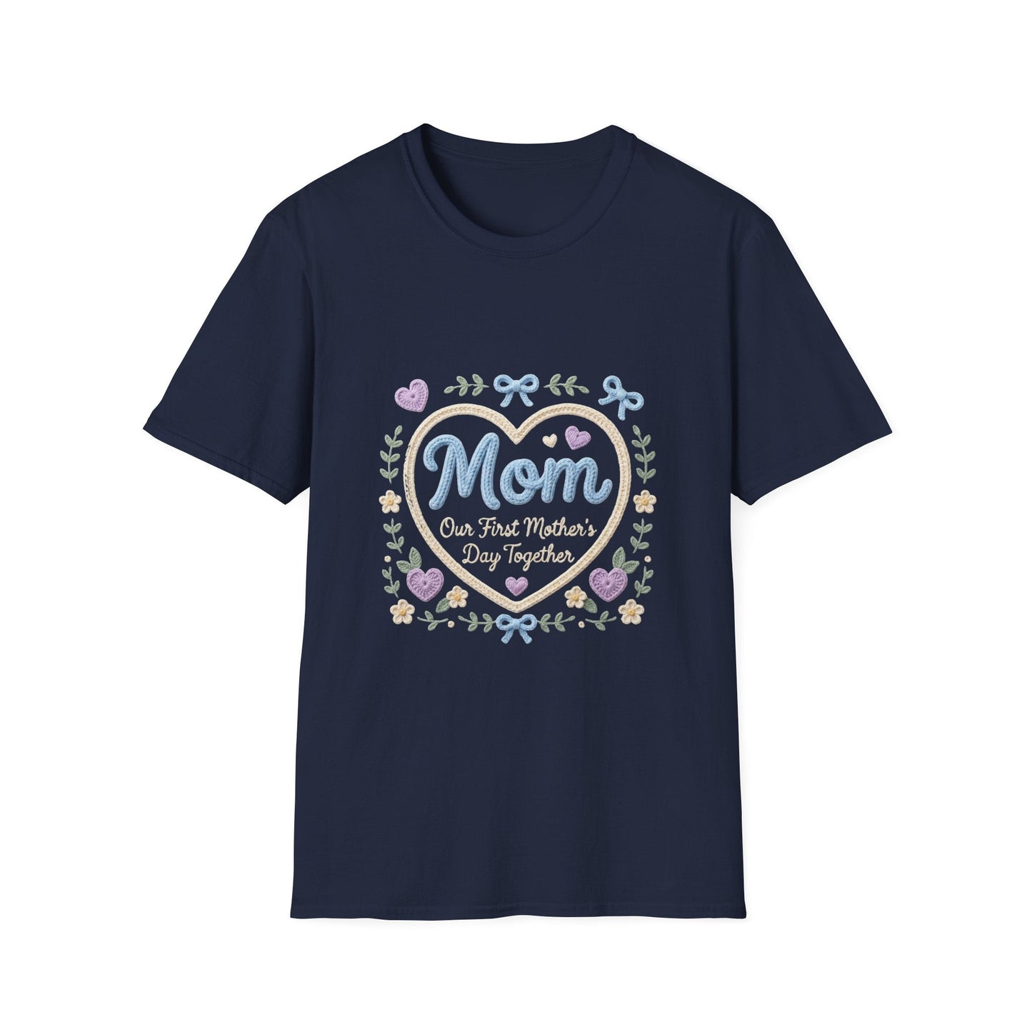 Mom Heart Floral T-Shirt — "Mom Our First Mother's Day Together" Gift Printify