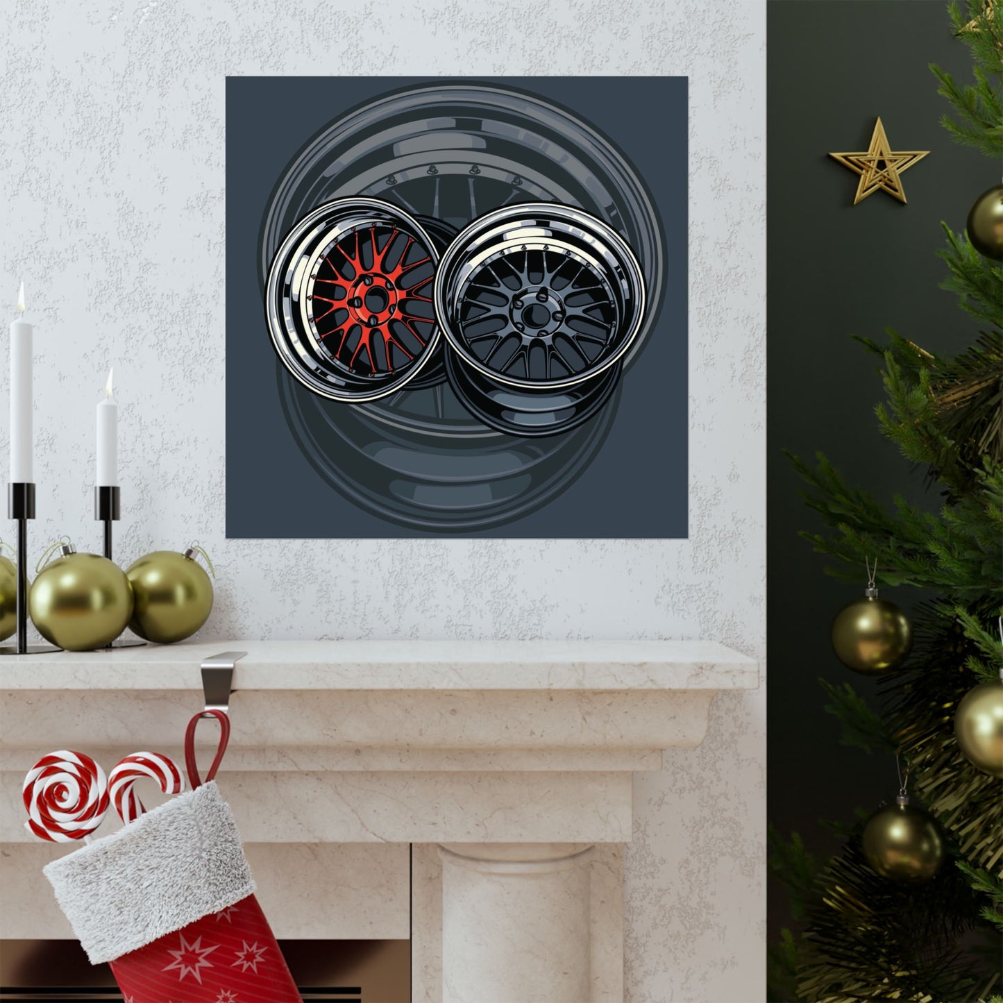 Car Enthusiast Matte Square Poster - Sporty Wheel Design - CreativeRino