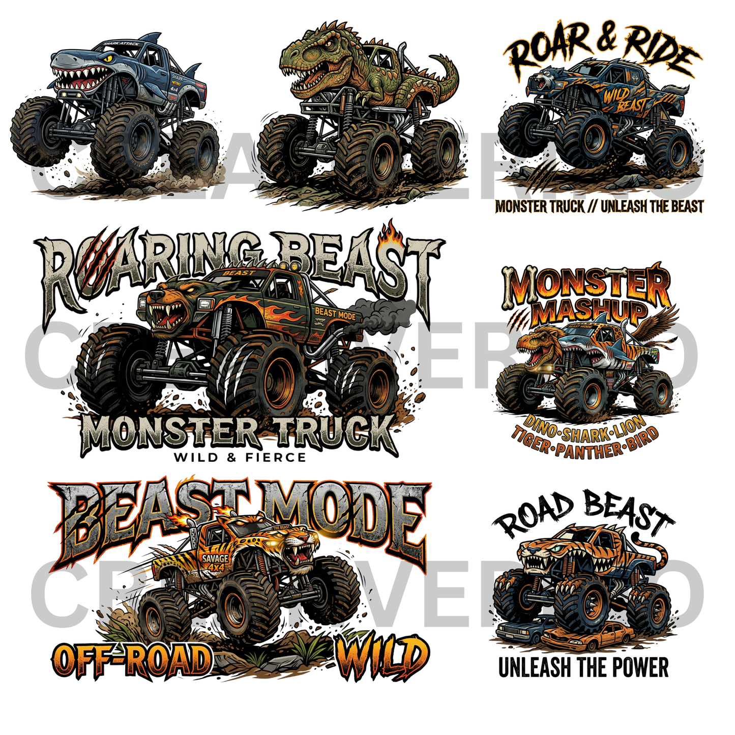Monster Truck PNG Bundle | Kids Truck Clipart | Monster Jam Style Graphics CreativeRino